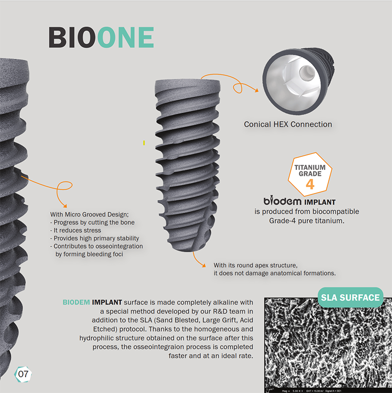 BIO - ONE KEMİK SEVİYESI İMPLANT